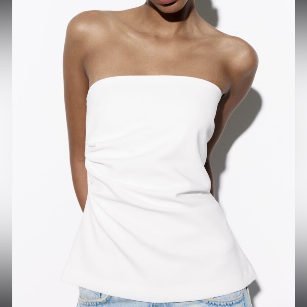 Zara White Strapless Top